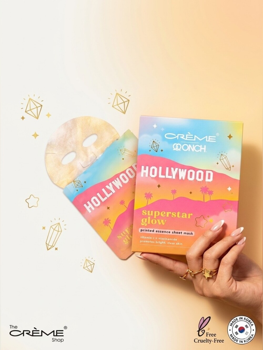 Hollywood Superstar Glow Printed Essence Sheet Mask - Pink/Orange